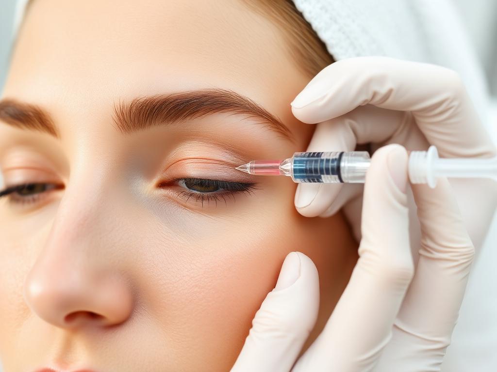 Aplicación de neuromoduladores en zona del entrecejo, clínica de medicina estética en Madrid