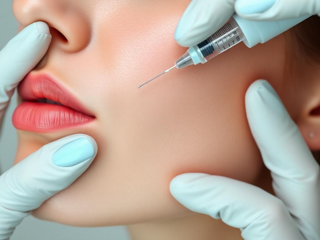 Microinyección de skinbooster en mejilla para hidratar la piel, clínica en Madrid